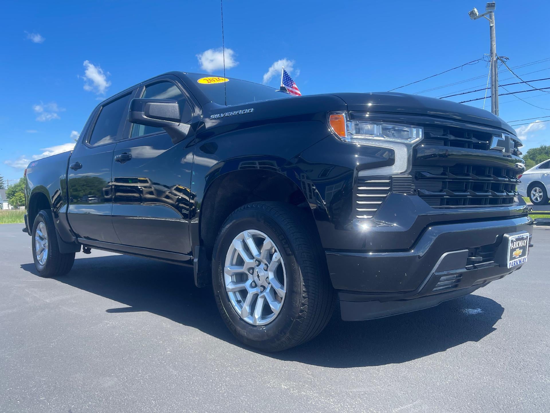 2026 Chevrolet Silverado 1500 RST in Black — front three-quarter view